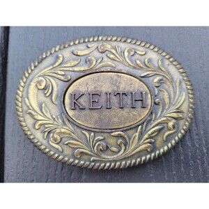 Brass Name Belt Buckle, Vintage 1977 The Kinney Co., Vintage Belt Buckle, Keith